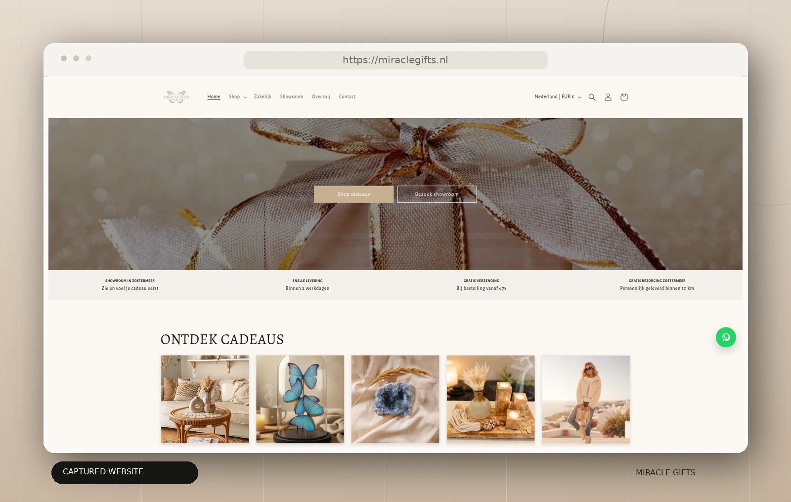 Websitepresentatie van Miracle Gifts