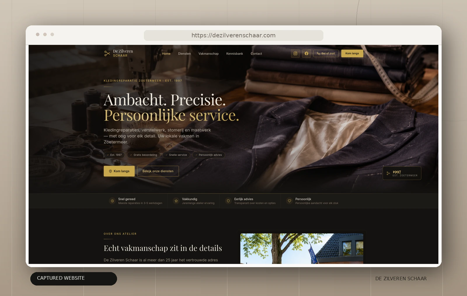 Websitepresentatie van De Zilveren Schaar